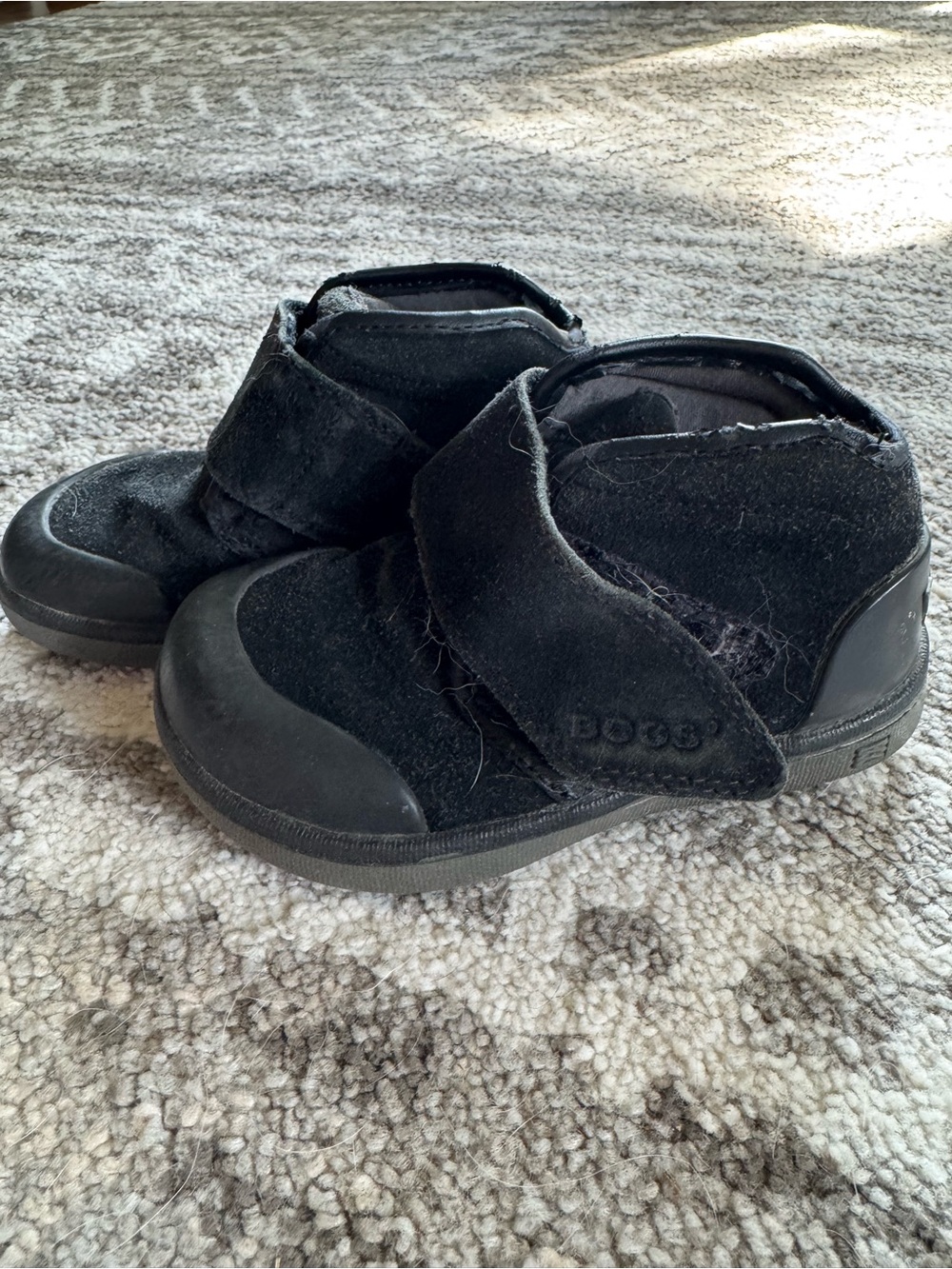 BOGS Black Suede Velcro High-Top Shoe